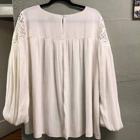 NEW PICS!! Loft Boho Tunic Length Flowy Ivory Top - Picture 8 of 8